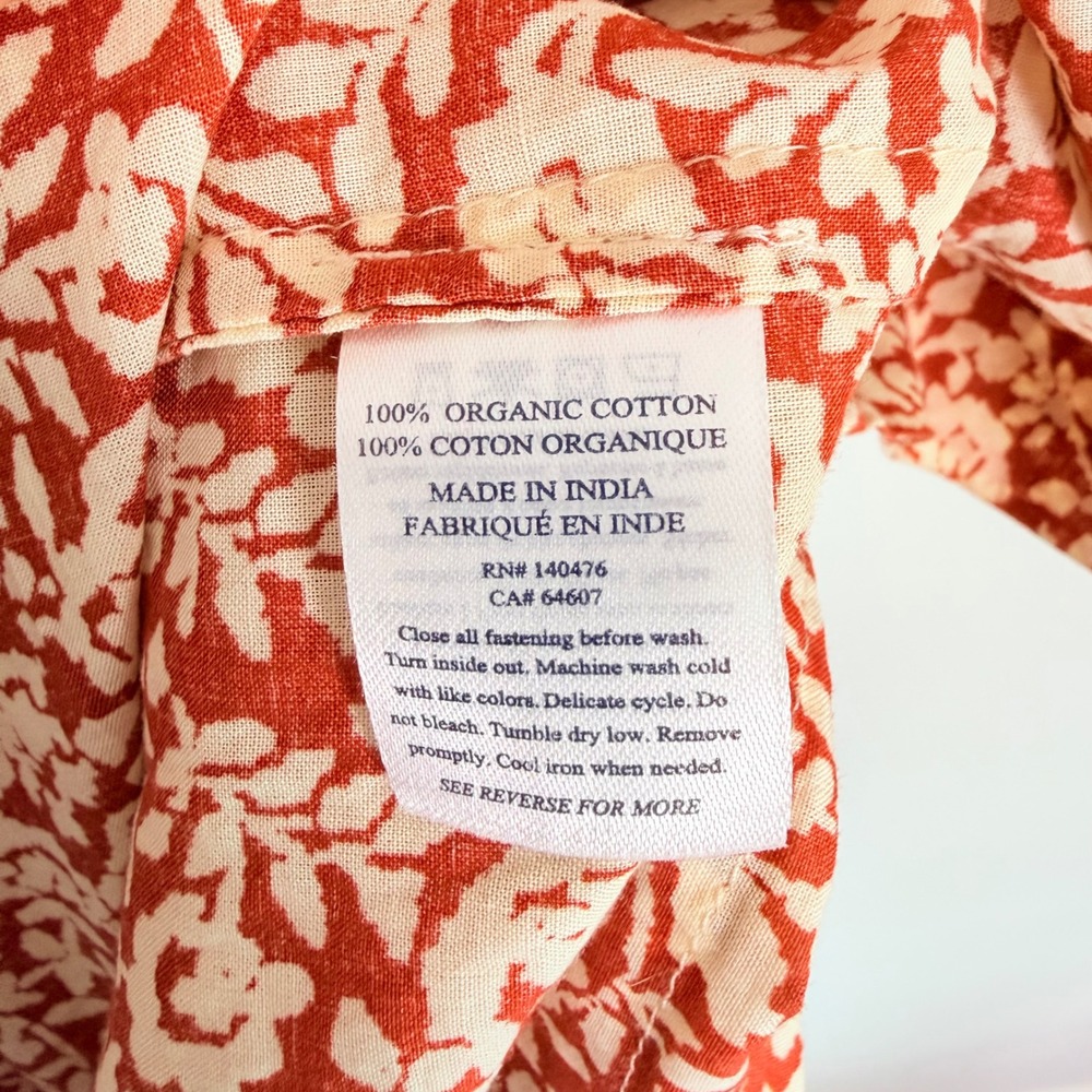 Faherty Carmel Floral Organic Cotton Midi Button Front Shirtdress Medium Coastal - Picture 11 of 12